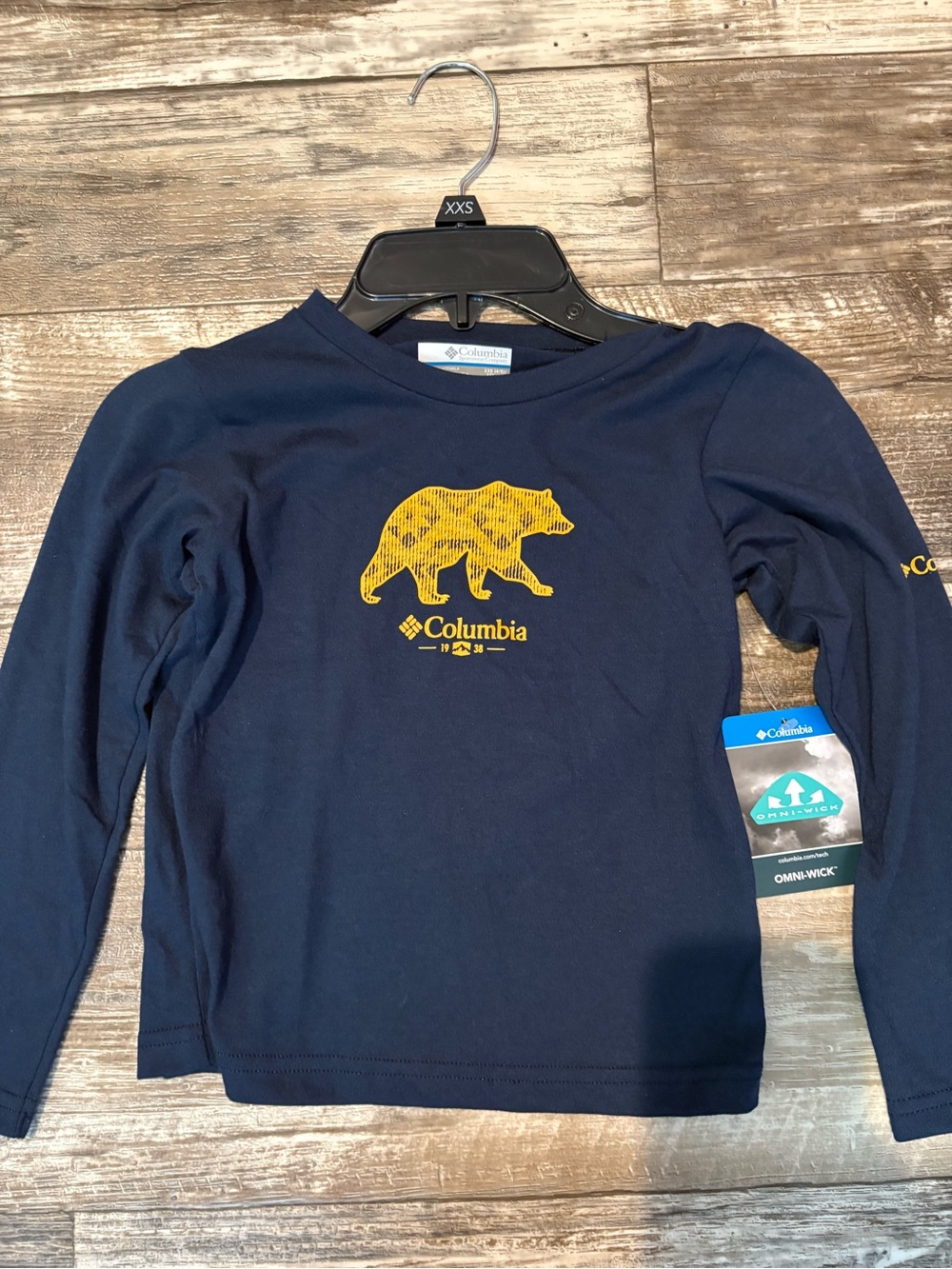 Columbia Navy Long-Sleeve Tee with Yellow Bear Graphic XXS 4/5